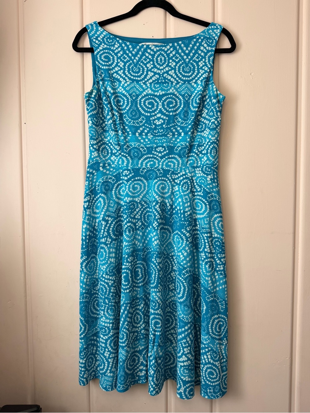 Evan Piccone Batik Style Sleeveless Turquoise Patterned Fit-and-Flare Dress sz6